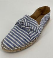 Talbots Knot Espadrille Loafers Shoes Sz 8 Blue White Striped Fabric Slip On