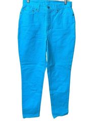 Newport News Jeanology Turquoise Denim Jeans Straight Leg Mom Jeans 10-BNWOT