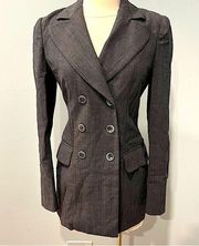 Philosophy di Alberta Ferretti Vintage Wool Charcoal Grey Pinstripe Blazer Coat