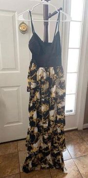 Women's Black and Gold Maxi Dress Size S