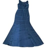 Chi Chi London Dress Women 4 Blue Tella Lace Back Satin Trumpet Formal Long Poly