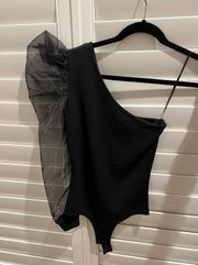 One Shoulder Black Bodysuit