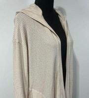 Philosophy Open Front Hooded Waffle Knit Cardigan Sweater Size Medium Oatmeal