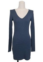 Peruvian Connection Long Sleeve V-Neck Dress Blue Sz Extra Small