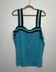 Exclusively  Women Plus Size 2X Blue Black Tank Sleeveless Square Neckline