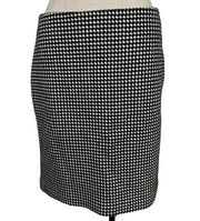 J.Mclaughlin Size 6 Pencil Skirt Black White Lined Knit Zip Houndstooth A-Line