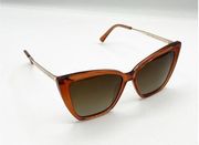 Diff Becky II Large Frame Sunglasses with Case Clear Brown Gold
