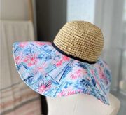 Lilly Pulitzer GWP Crew Blue TI Sea To Shining Sea Beach Hat Women’s One Size