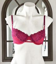 New DKNY Superior Lace Balconette Bra in Red, Size 32C New w/Tag Retail $40