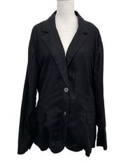 Lands End 100% Linen Blazer Sport Coat Jacket Black Breathable Women's size 26W