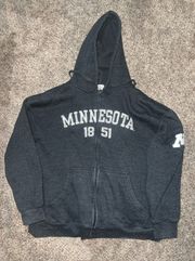 Pro  Charcoal Dark Gray Minnesota 1851 Inside Fleece Overside Zip Up