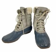 Sperry x J. Crew Shearwater Winter Duck Boots Gray Blue Size 9M