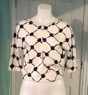 Balenciaga Black & White Silk Top Sz36 4US