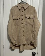 Live 4 Truth Tan (Light Brown) Corduroy Button Up Long Sleeve Oversized