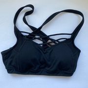 ATHLETA strappy padded black sports bra, size S