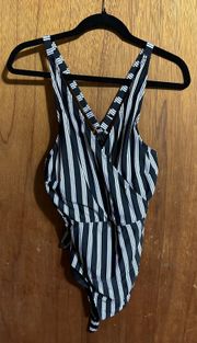 Black / White Stripe One Piece