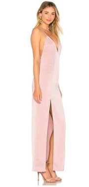 Privacy Please Kilgore Gown Small Deep V Open Back High Slit Minimlaist Neutral