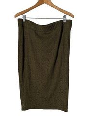 Torrid Floral Lace Pull On Midi Skirt Green Stretch Women Size 1 1X 16