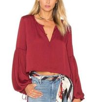 L’academie Womens The Airy Blouse in Cabernet Red Revolve Size Small