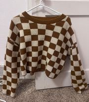 Cropped Checkered Sweater