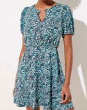 NWT  Wildflower Floral Puff Sleeve Flare Mini Dress in Blue Size 8