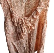 HALOGEN size large sleeveless top orange and white ruffle on the neckline