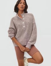 - The Lofty-Knit Henley Alpaca Blend Sweater Loose Weave Classic Staple