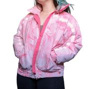 Vintage Obermeyer Pink Printed Puffer Coat Sport 80s Sportswear Ariel Barbiecore