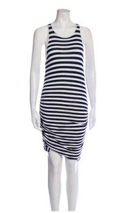 ALC Navy White Ruched Striped Tank Dress Size Small