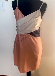 peach pink layered front spaghetti strap mini dress size medium