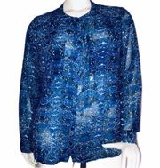 Erika blue patterned buttoned blouse