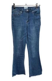 Abound Womens Mid Rise Flare Blue Jeans Raw Hem Size 26