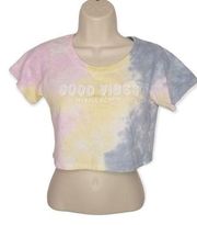 Exist  Good Vibes Myrtle Beach Tie Dye Crop Short Sleeve T-Shirt Size M