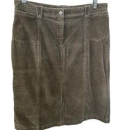 Woolrich women 14 Skirt Cargo Olive A Line Corduroy Zip Pocket knee length