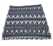 ASOS Oasis Womens Size L Blue White Jacquard Knit Sweater Skirt Stretchy Pull On