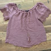 Boho Lilac Ruffle Blouse Size Small