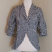 NWT  Black Ivory Checkered Gingham One Button ModCloth Blazer Jacket XS