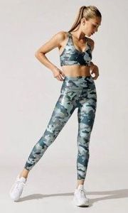 💕CARBON38💕 Metallic Camo Set - Cross Back Bra + 7/8 Legging Large L NWT