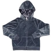 Y2K 2000s  Gray Velour Zip Up Hoodie Track Jacket