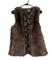 Sanctuary Brown Faux Fur Sleeveless Opened Front Vest Women SZ S