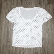 BP for NORDSTROM Women's White/Black Polka Dot Short Sleeve Scoop Neck Tee sz XS