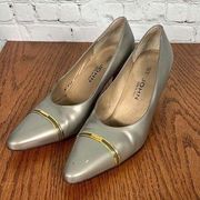 VINTAGE ST. JOHN Silver w/gold accents Pumps Size 9 1/2 B