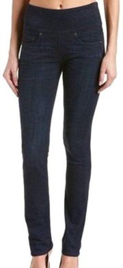 Spanx Alexia High Rise Denim Skinny Jeans Side Zip Dark Wash Size Medium
