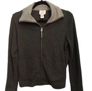 Ann Taylor Loft gray zip up cotton jacket