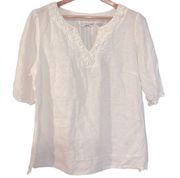 100% linen white blouse size 1X by saint tropez