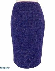 Lafayette 148 Wool Blend Boucle Lined Pencil Skirt Size 2 Purple Workwear Career