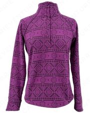 EMS Eastern Mountain Sports Bright Purple Pullover Fleece Jacket Top Snap Neck S