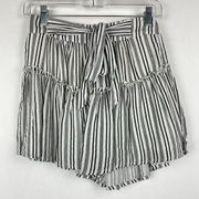 STOLEN HEARTS Shorts Black & White Striped Lined Boutique Shorts Rayon Small S