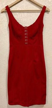 Red Bodycon Hook Front Tank Dress