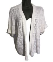 Notations White Knit Open Short Sleeve Cardigan Size 1x